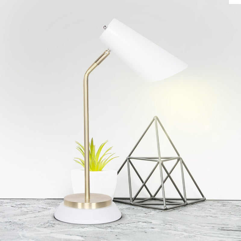 Electric Reading Light Table Lamp Brass Finish - White - Home & Garden > Lighting - Rivercity House & Home Co. (ABN 18 642 972 209) - Affordable Modern Furniture Australia