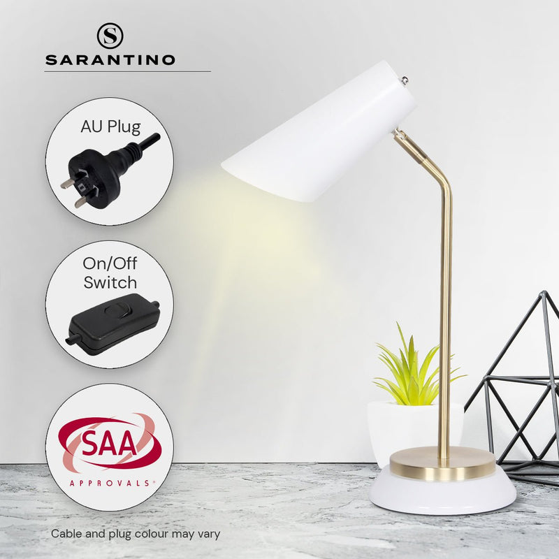 Electric Reading Light Table Lamp Brass Finish - White - Home & Garden > Lighting - Rivercity House & Home Co. (ABN 18 642 972 209) - Affordable Modern Furniture Australia