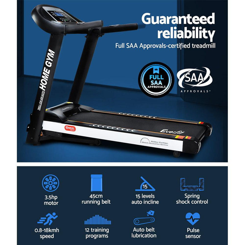Electric Treadmill 45cm Incline Running Home Gym Fitness Machine Black - Rivercity House & Home Co. (ABN 18 642 972 209) - Affordable Modern Furniture Australia