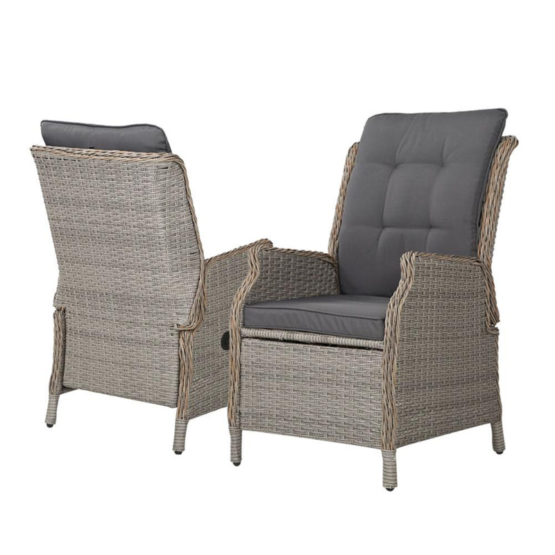 Elizabeth Wicker Recliner Chair with Ottoman (Grey) - Rivercity House & Home Co. (ABN 18 642 972 209) - Affordable Modern Furniture Australia