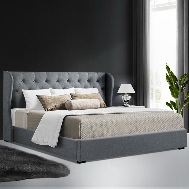 Elouera King Bed Frame With Gas Lift Storage Grey - Furniture > Bedroom - Rivercity House And Home Co.