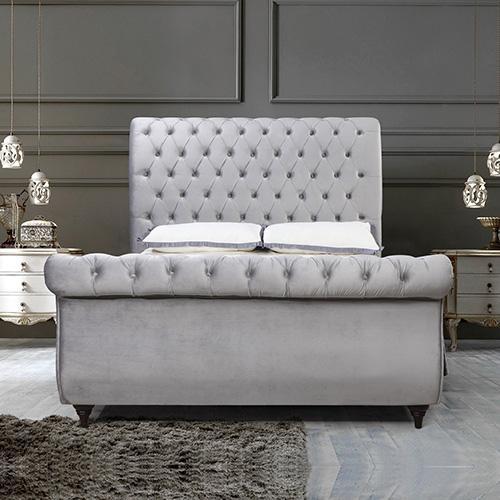 Elsa Deluxe Queen Bed Frame Navy Grey - Furniture > Bedroom - Rivercity House & Home Co. (ABN 18 642 972 209) - Affordable Modern Furniture Australia