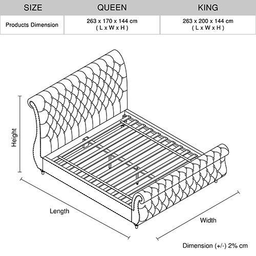 Elsa Deluxe Queen Bed Frame Navy Grey - Furniture > Bedroom - Rivercity House & Home Co. (ABN 18 642 972 209) - Affordable Modern Furniture Australia