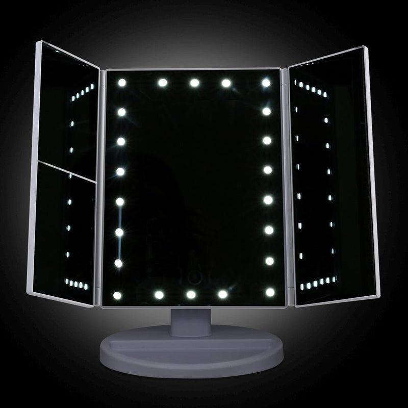 LED Tri-Fold Make Up Mirror - Health & Beauty > Makeup Mirrors - Rivercity House & Home Co. (ABN 18 642 972 209) - Affordable Modern Furniture Australia