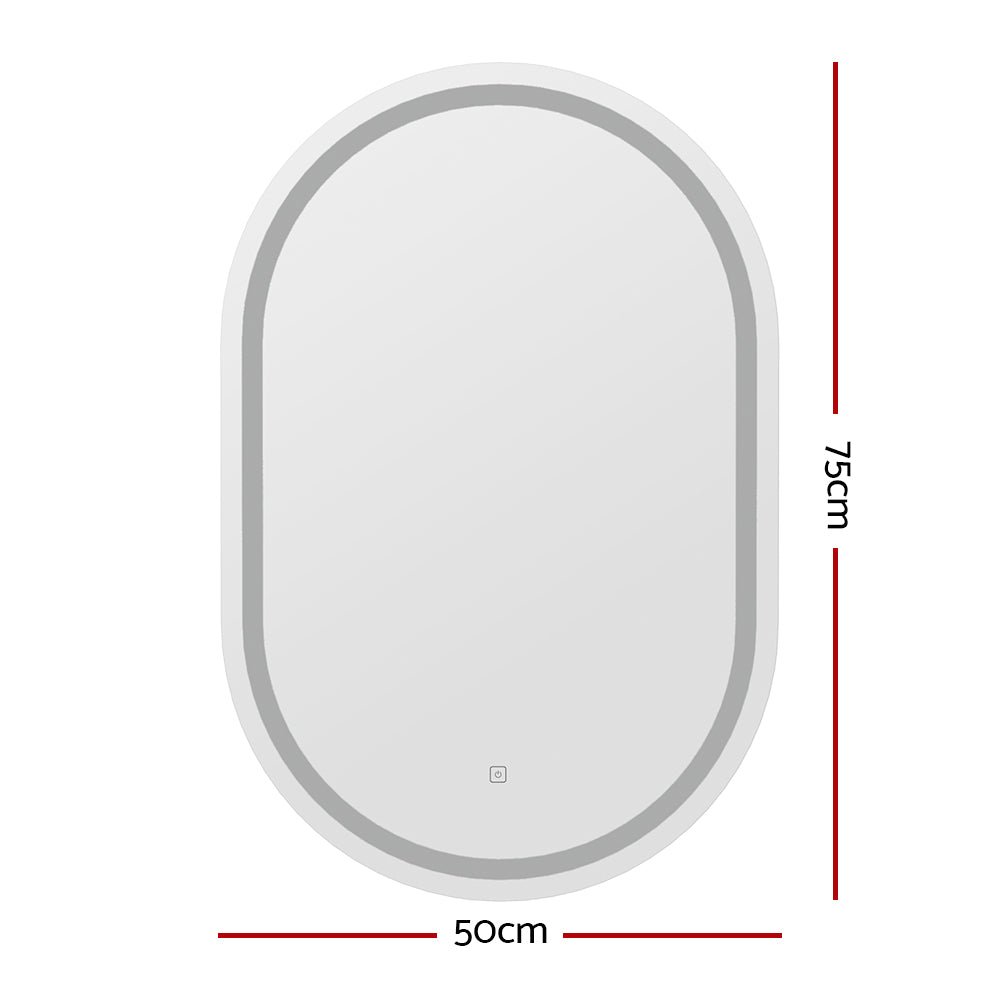 Embellir LED Wall Mirror With Light 50X75CM Bathroom Decor Oval Mirrors Vanity - Health & Beauty > Makeup Mirrors - Rivercity House & Home Co. (ABN 18 642 972 209) - Affordable Modern Furniture Australia