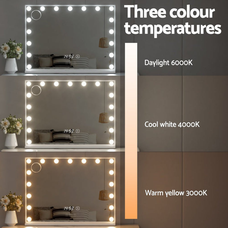 Embellir Makeup Mirror Hollywood 80x60cm 17 LED Time - Health & Beauty > Makeup Mirrors - Rivercity House & Home Co. (ABN 18 642 972 209)