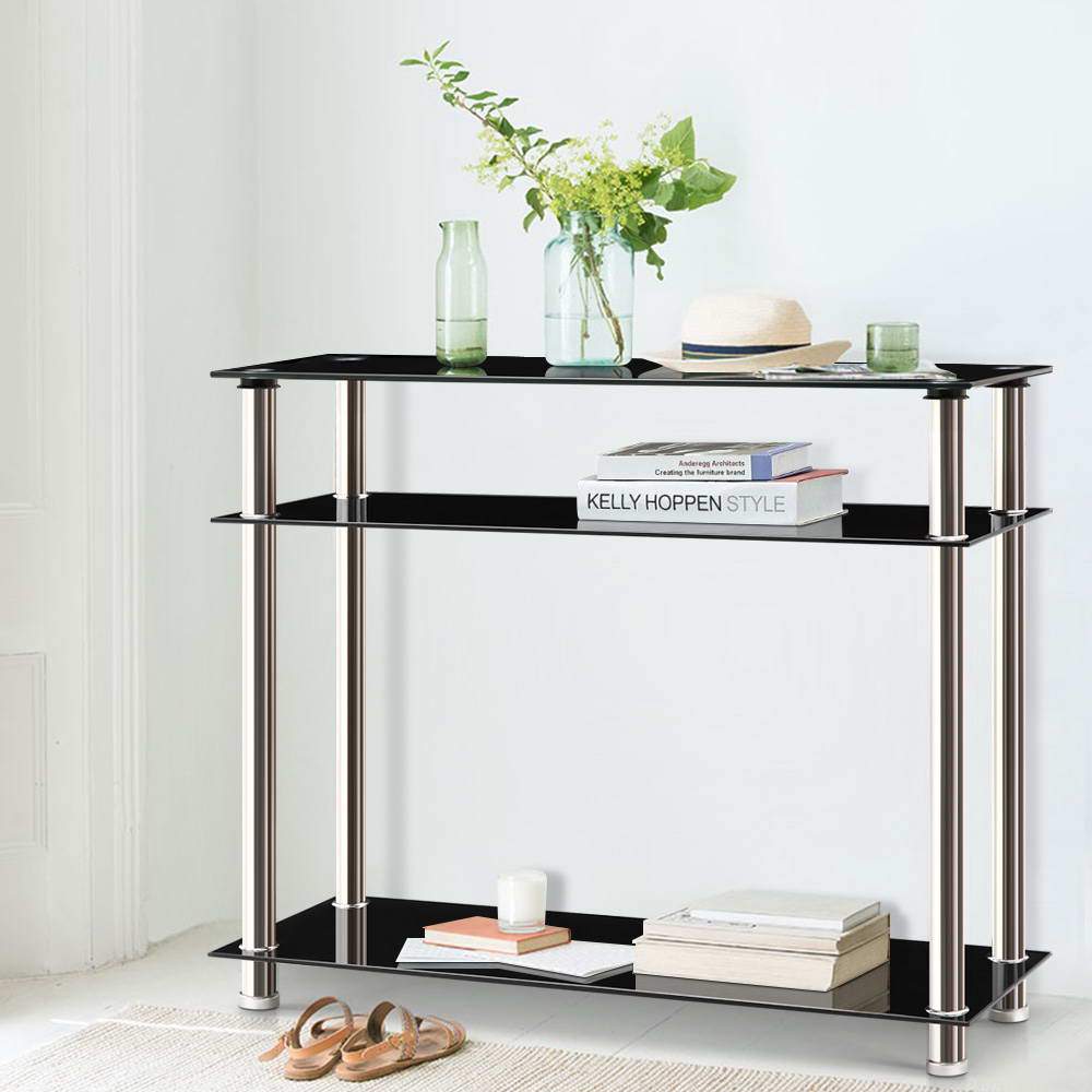 Entry Hall Console Table - Black & Silver - Rivercity House & Home Co. (ABN 18 642 972 209) - Affordable Modern Furniture Australia