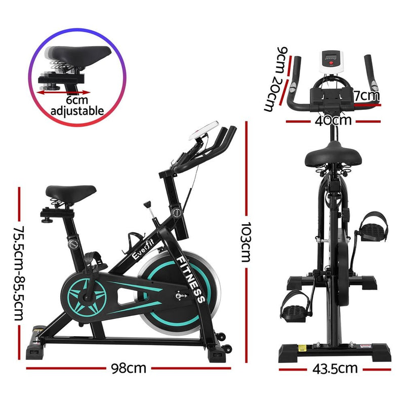 Everfit Spin Bike Exercise Bike 10kg Flywheel Fitness Home Gym 150kg capacity - Sports & Fitness > Bikes & Accessories - Rivercity House & Home Co. (ABN 18 642 972 209)