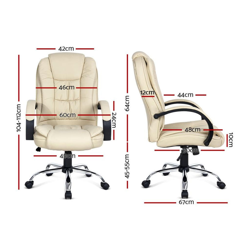 Executive PU Leather Office Desk Computer Chair (Beige) - Rivercity House & Home Co. (ABN 18 642 972 209) - Affordable Modern Furniture Australia