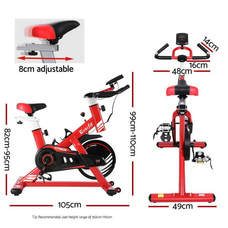 Exercise Spin Bike Cycling Fitness Commercial Home Workout Gym Equipment Red - Brand > Everfit - Rivercity House & Home Co. (ABN 18 642 972 209) - Affordable Modern Furniture Australia