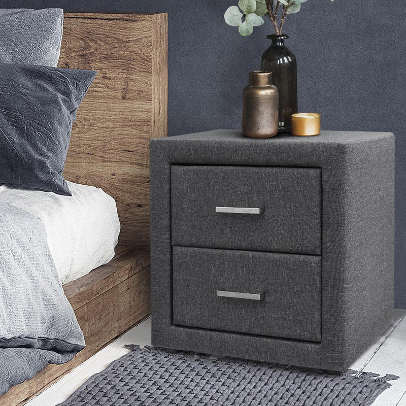 Fabric Bedside Table - Grey - Rivercity House & Home Co. (ABN 18 642 972 209) - Affordable Modern Furniture Australia