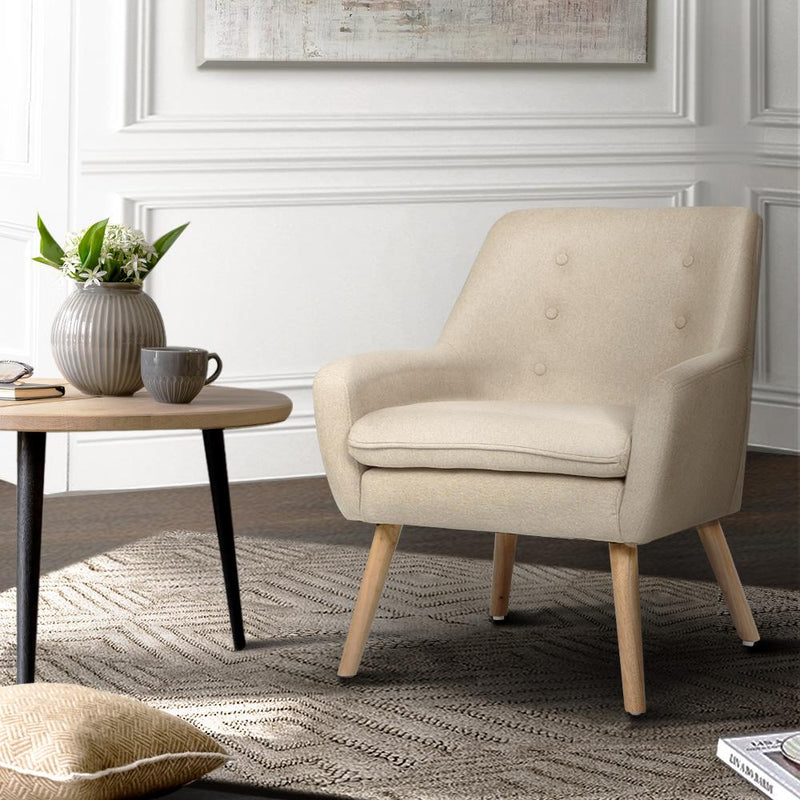 Fabric Dining Armchair - Beige - Rivercity House & Home Co. (ABN 18 642 972 209) - Affordable Modern Furniture Australia