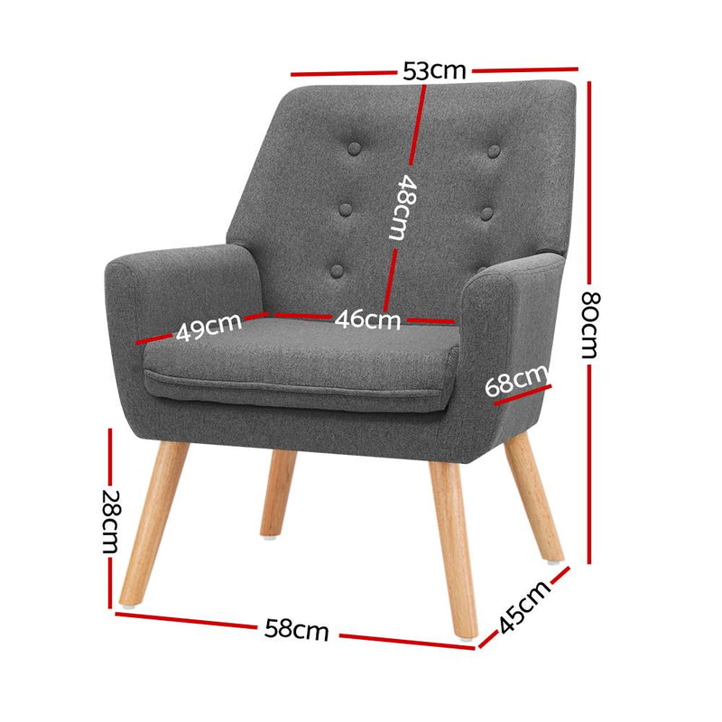 Fabric Dining Armchair - Grey - Rivercity House & Home Co. (ABN 18 642 972 209) - Affordable Modern Furniture Australia