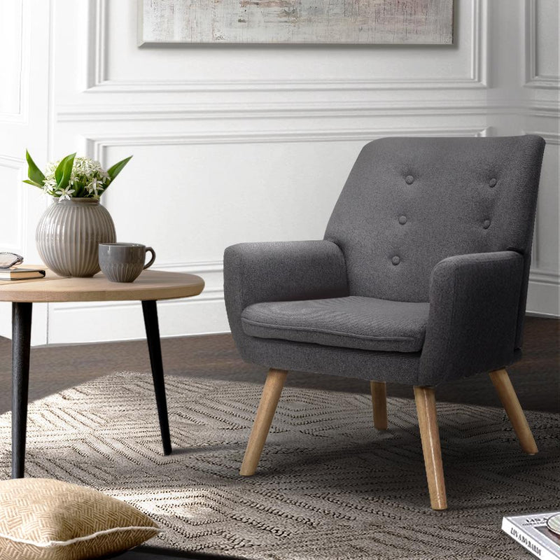 Fabric Dining Armchair - Grey - Rivercity House & Home Co. (ABN 18 642 972 209) - Affordable Modern Furniture Australia