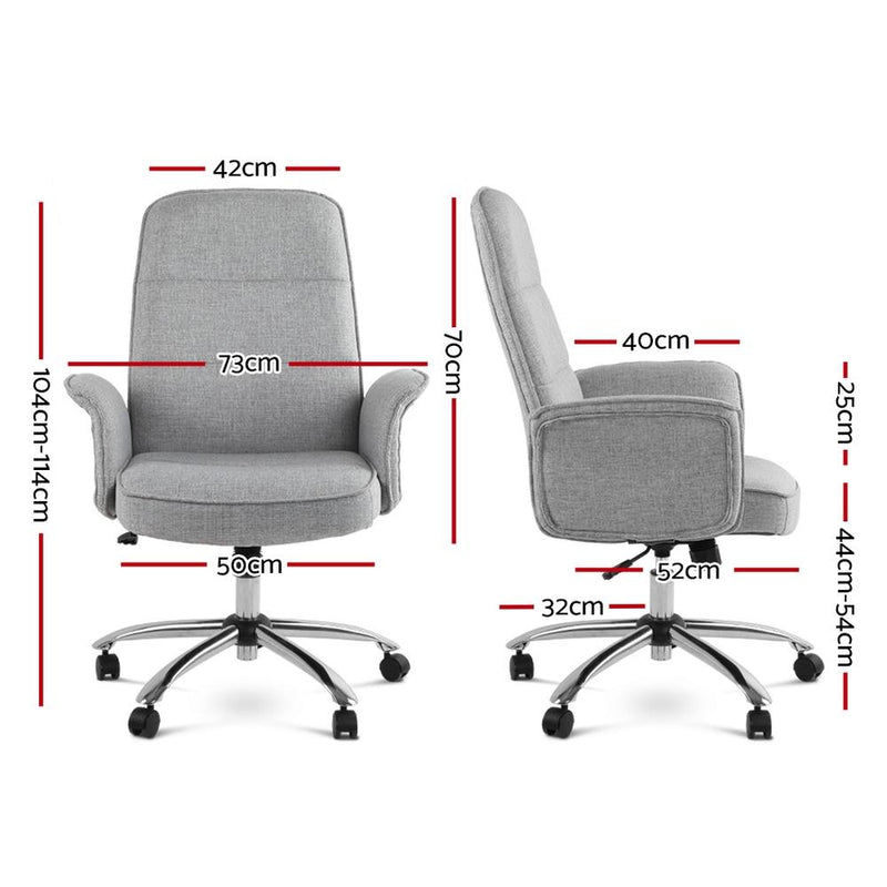 Fabric Office Desk Chair (Grey) - Rivercity House & Home Co. (ABN 18 642 972 209) - Affordable Modern Furniture Australia