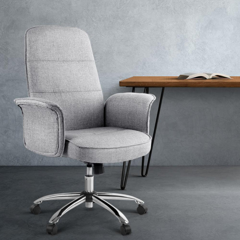 Fabric Office Desk Chair (Grey) - Rivercity House & Home Co. (ABN 18 642 972 209) - Affordable Modern Furniture Australia