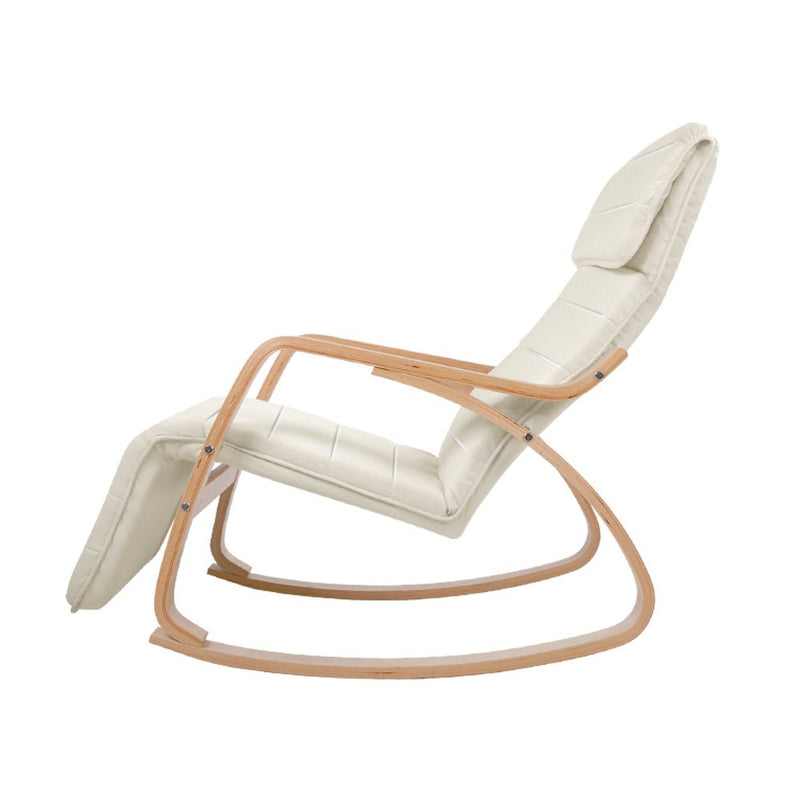 Fabric Rocking Armchair with Adjustable Footrest - Beige - Rivercity House & Home Co. (ABN 18 642 972 209) - Affordable Modern Furniture Australia