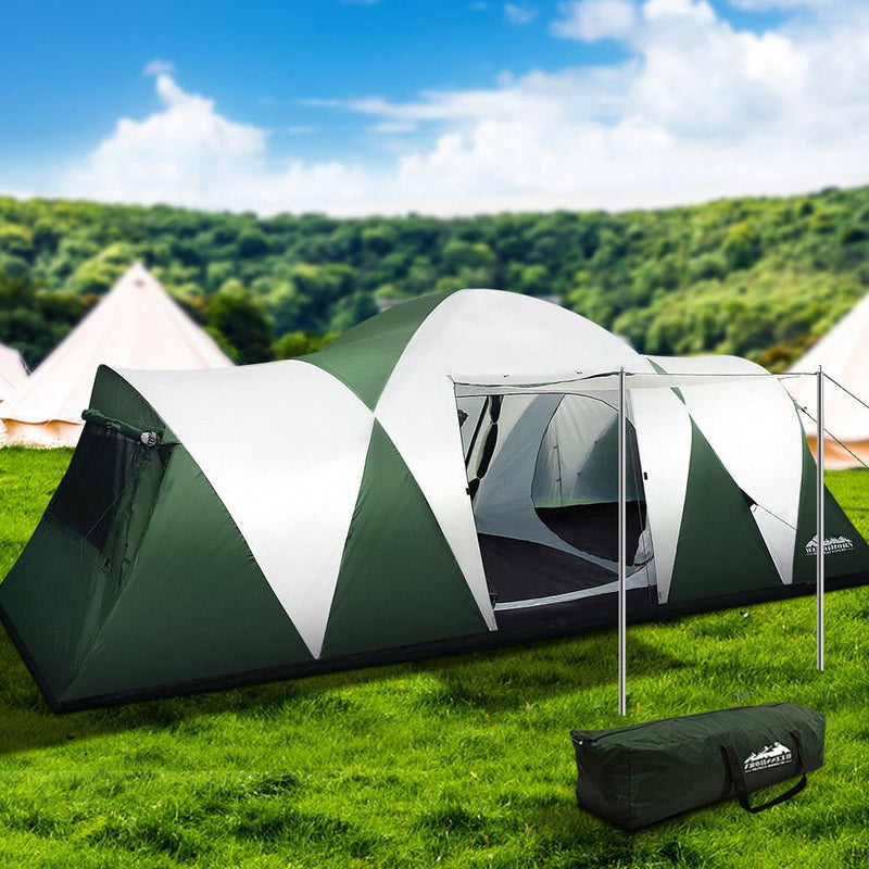 Family Camping Tent 12 Person Hiking Beach Tents (3 Rooms) Green - Outdoor > Camping - Rivercity House & Home Co. (ABN 18 642 972 209) - Affordable Modern Furniture Australia