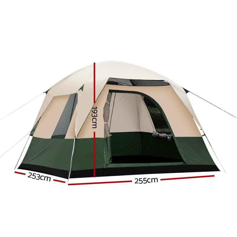 Family Camping Tent 4 Person Hiking Beach Tents Green - Outdoor > Camping - Rivercity House & Home Co. (ABN 18 642 972 209)