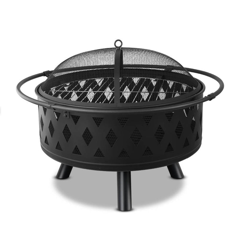 Fire Pit BBQ Charcoal Grill Ring Portable Outdoor Kitchen Fireplace 32" - Rivercity House & Home Co. (ABN 18 642 972 209) - Affordable Modern Furniture Australia