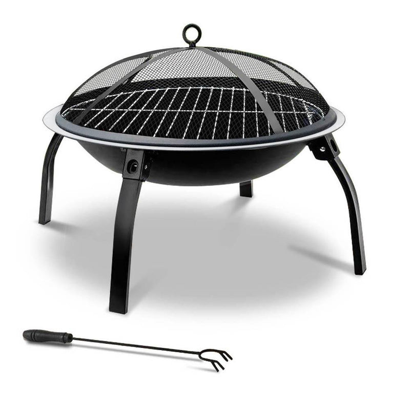Fire Pit BBQ Charcoal Smoker Portable Outdoor Camping Pits Patio Fireplace 22" - Rivercity House & Home Co. (ABN 18 642 972 209) - Affordable Modern Furniture Australia