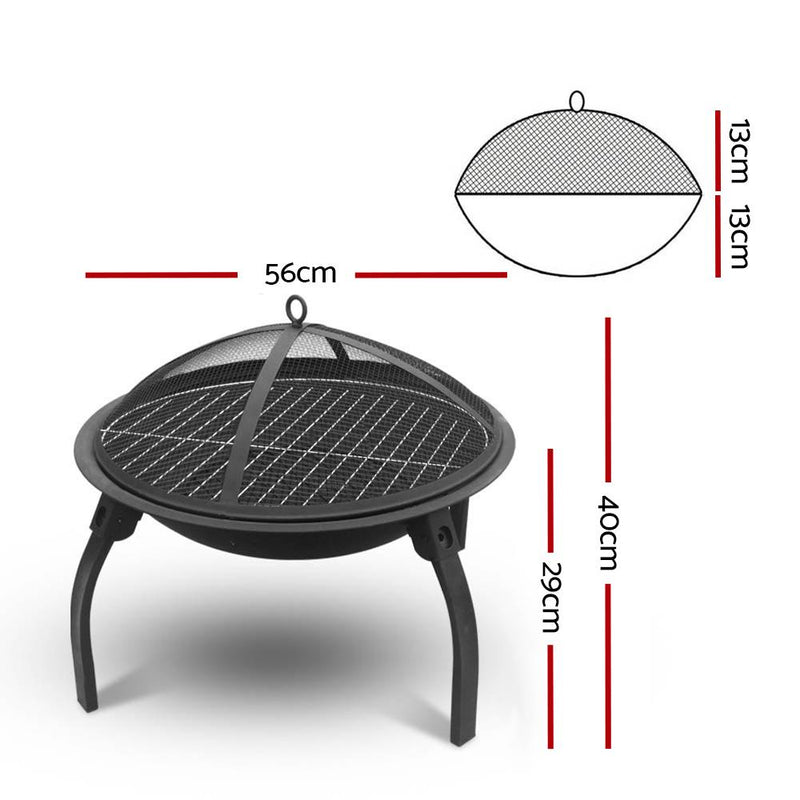Fire Pit BBQ Charcoal Smoker Portable Outdoor Camping Pits Patio Fireplace 22" - Rivercity House & Home Co. (ABN 18 642 972 209) - Affordable Modern Furniture Australia