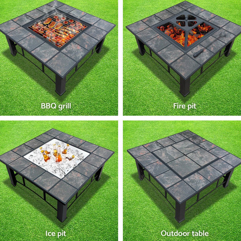 Fire Pit BBQ Grill Smoker Table Outdoor Garden Ice Pits Wood Firepit - Rivercity House & Home Co. (ABN 18 642 972 209) - Affordable Modern Furniture Australia