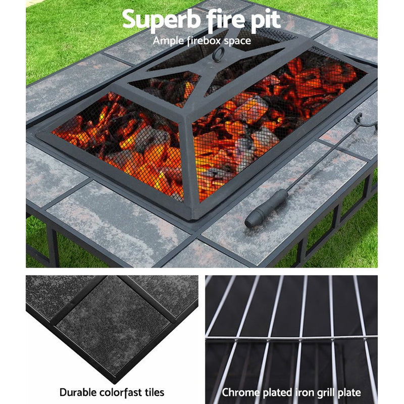 Fire Pit BBQ Grill Stove Table Ice Pits Patio Fireplace Heater 3 IN 1 - Rivercity House & Home Co. (ABN 18 642 972 209) - Affordable Modern Furniture Australia