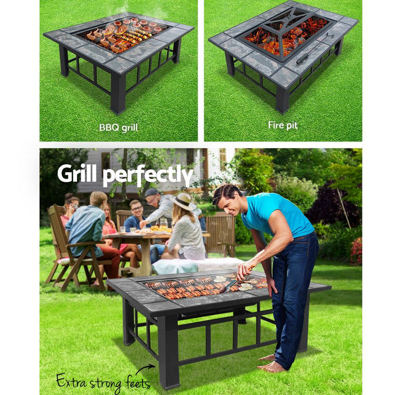 Fire Pit BBQ Grill Table Outdoor Garden Patio Camping Wood Charcoal Fireplace - Rivercity House & Home Co. (ABN 18 642 972 209) - Affordable Modern Furniture Australia