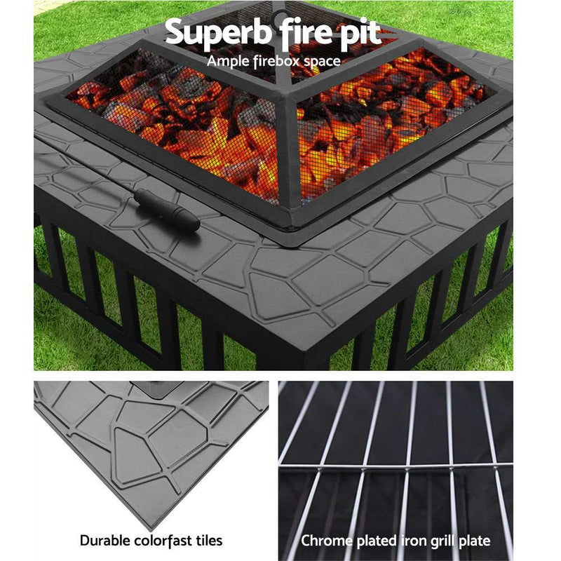 Fire Pit BBQ Table Grill Outdoor Garden Wood Burning Fireplace Stove - Home & Garden - Rivercity House And Home Co.