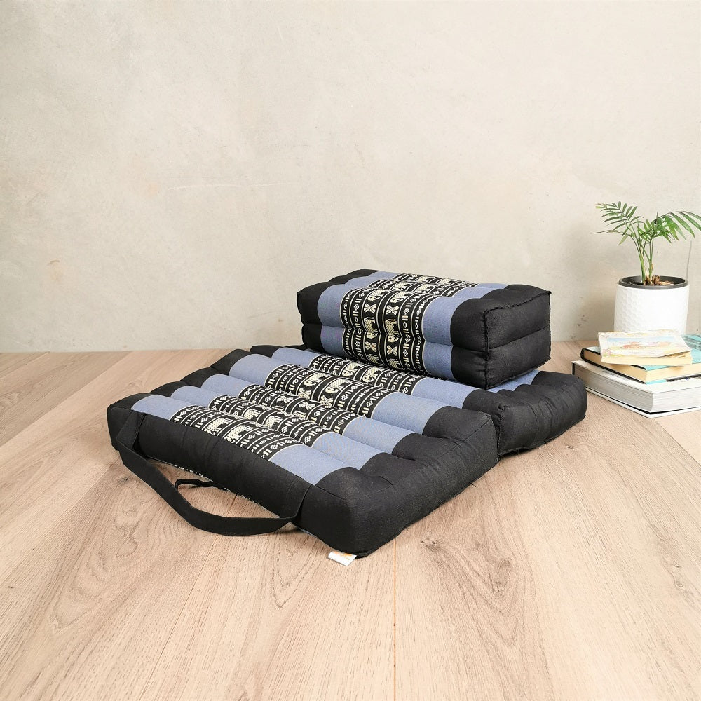 Foldable Meditation Cushion Brown with Seating Block Set Blue Elephant - Home & Garden > Decor - Rivercity House & Home Co. (ABN 18 642 972 209) - Affordable Modern Furniture Australia