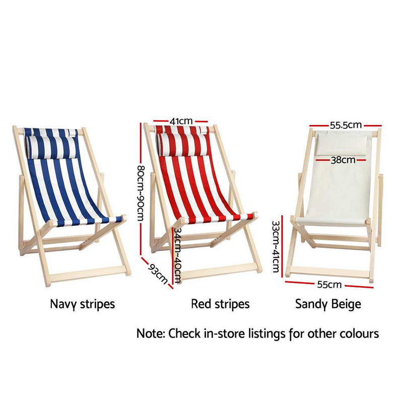 Folding Brighton Deck Chair (Red & White Stripe) - Furniture - Rivercity House & Home Co. (ABN 18 642 972 209) - Affordable Modern Furniture Australia