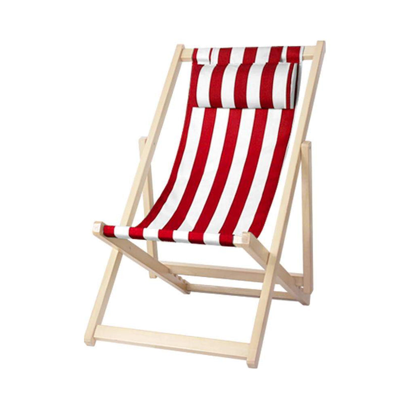 Folding Brighton Deck Chair (Red & White Stripe) - Furniture - Rivercity House & Home Co. (ABN 18 642 972 209) - Affordable Modern Furniture Australia
