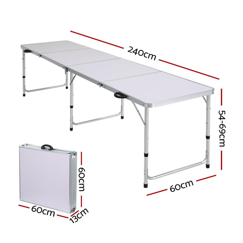 Folding Camping Table Portable Family Picnic Garden 240CM - Outdoor > Camping - Rivercity House & Home Co. (ABN 18 642 972 209) - Affordable Modern Furniture Australia