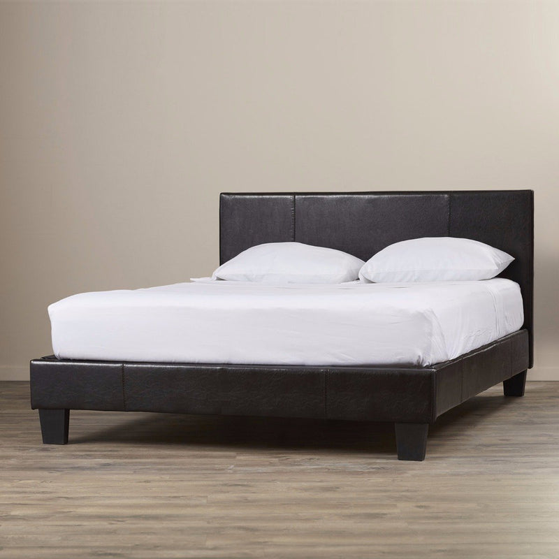 Fraser PU Leather Queen Bed Frame Black - Rivercity House & Home Co. (ABN 18 642 972 209) - Affordable Modern Furniture Australia