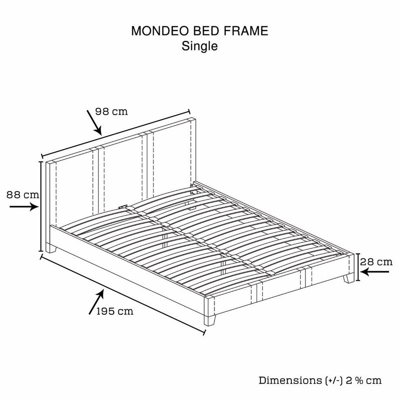 Fraser PU Leather Single Bed Frame Black - Furniture > Bedroom - Rivercity House & Home Co. (ABN 18 642 972 209) - Affordable Modern Furniture Australia