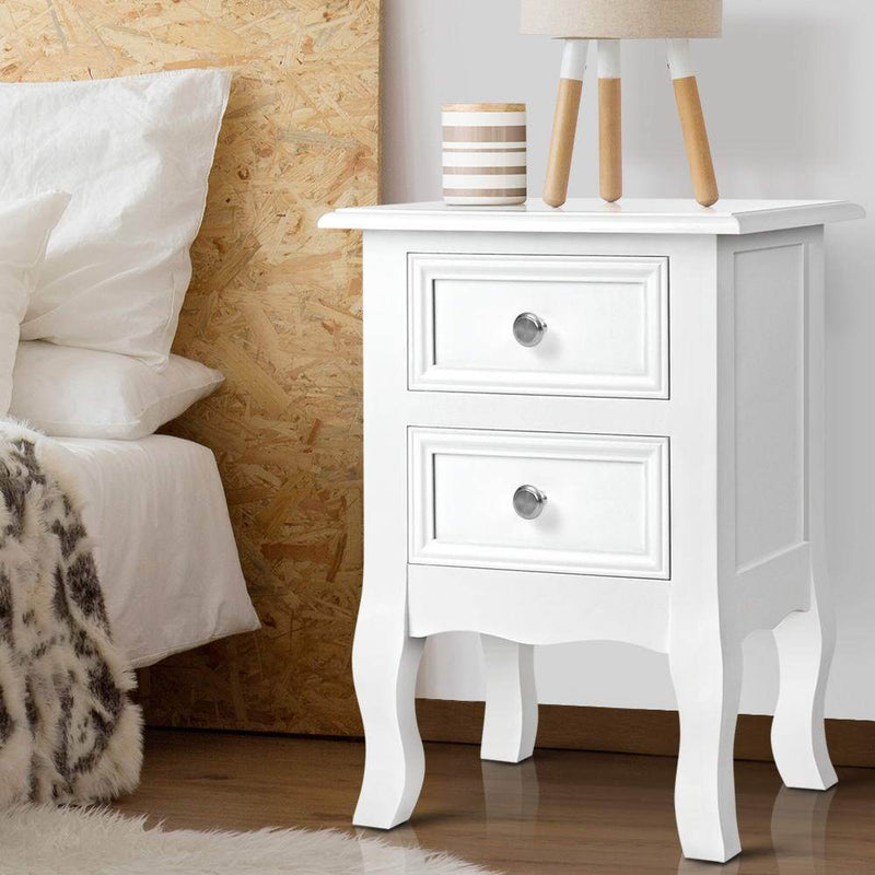 French Provincial Bedside Table White - Rivercity House & Home Co. (ABN 18 642 972 209) - Affordable Modern Furniture Australia