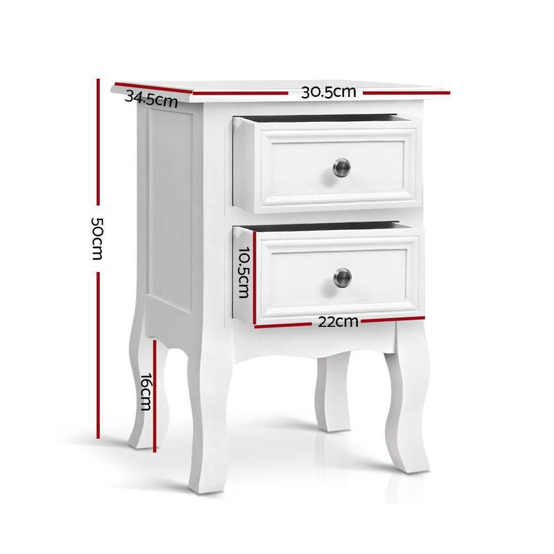 French Provincial Bedside Table White - Rivercity House & Home Co. (ABN 18 642 972 209) - Affordable Modern Furniture Australia