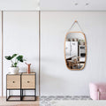 Full Length Wall Mirror - Solid Bamboo Frame and Adjustable Leather Strap