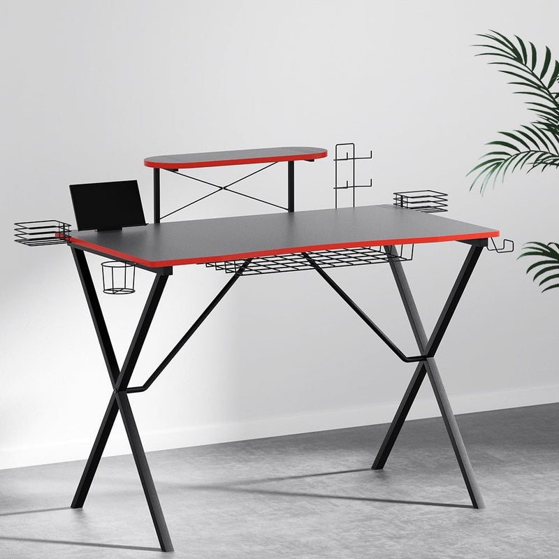 Two-Tier Deluxe Gaming Desk - Black - Furniture > Office - Rivercity House & Home Co. (ABN 18 642 972 209) - Affordable Modern Furniture Australia
