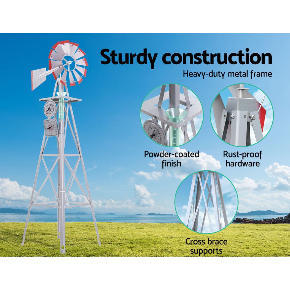 Garden Windmill 6FT 186cm Metal Ornaments Outdoor Decor Ornamental Wind Will - Home & Garden > Decor - Rivercity House & Home Co. (ABN 18 642 972 209) - Affordable Modern Furniture Australia