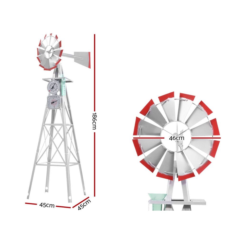 Garden Windmill 6FT 186cm Metal Ornaments Outdoor Decor Ornamental Wind Will - Home & Garden > Decor - Rivercity House & Home Co. (ABN 18 642 972 209) - Affordable Modern Furniture Australia