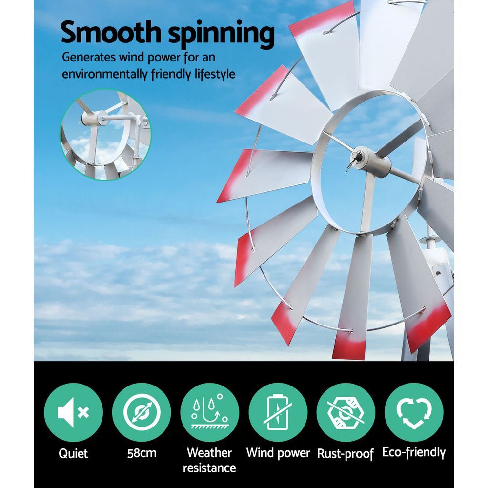 Garden Windmill 8FT 245cm Metal Ornaments Outdoor Decor Ornamental Wind Will - Home & Garden > Decor - Rivercity House & Home Co. (ABN 18 642 972 209) - Affordable Modern Furniture Australia