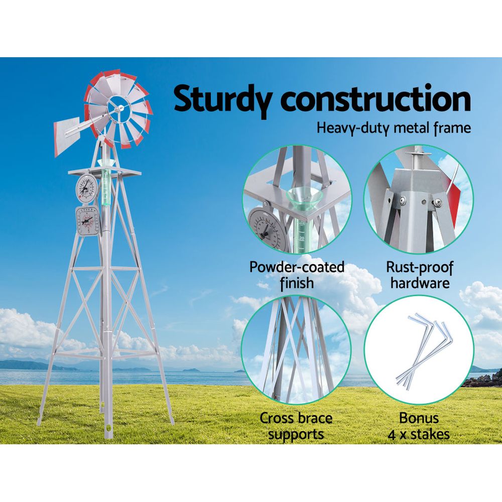 Garden Windmill 8FT 245cm Metal Ornaments Outdoor Decor Ornamental Wind Will - Home & Garden > Decor - Rivercity House & Home Co. (ABN 18 642 972 209) - Affordable Modern Furniture Australia