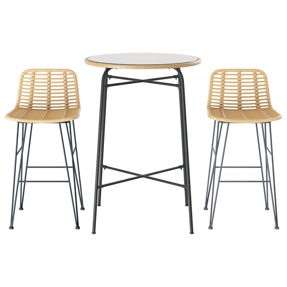 3 Piece Outdoor Wicker Bar Setting - Furniture > Outdoor - Rivercity House & Home Co. (ABN 18 642 972 209) - Affordable Modern Furniture Australia