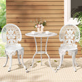 3 Piece Patio Bistro Set Dining White