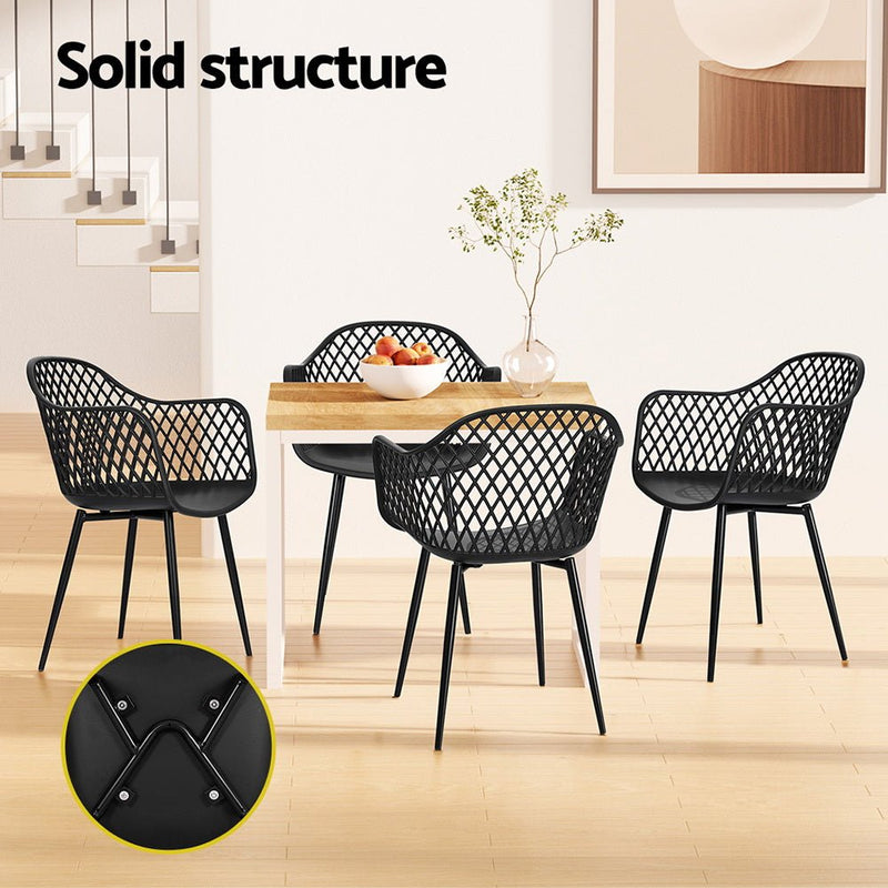 Gardeon 4PC Outdoor Dining Chairs PP Lounge Chair Patio Furniture Garden Black - Furniture > Outdoor - Rivercity House & Home Co. (ABN 18 642 972 209)
