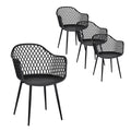 Set of 4 Outdoor Dining Chairs Black