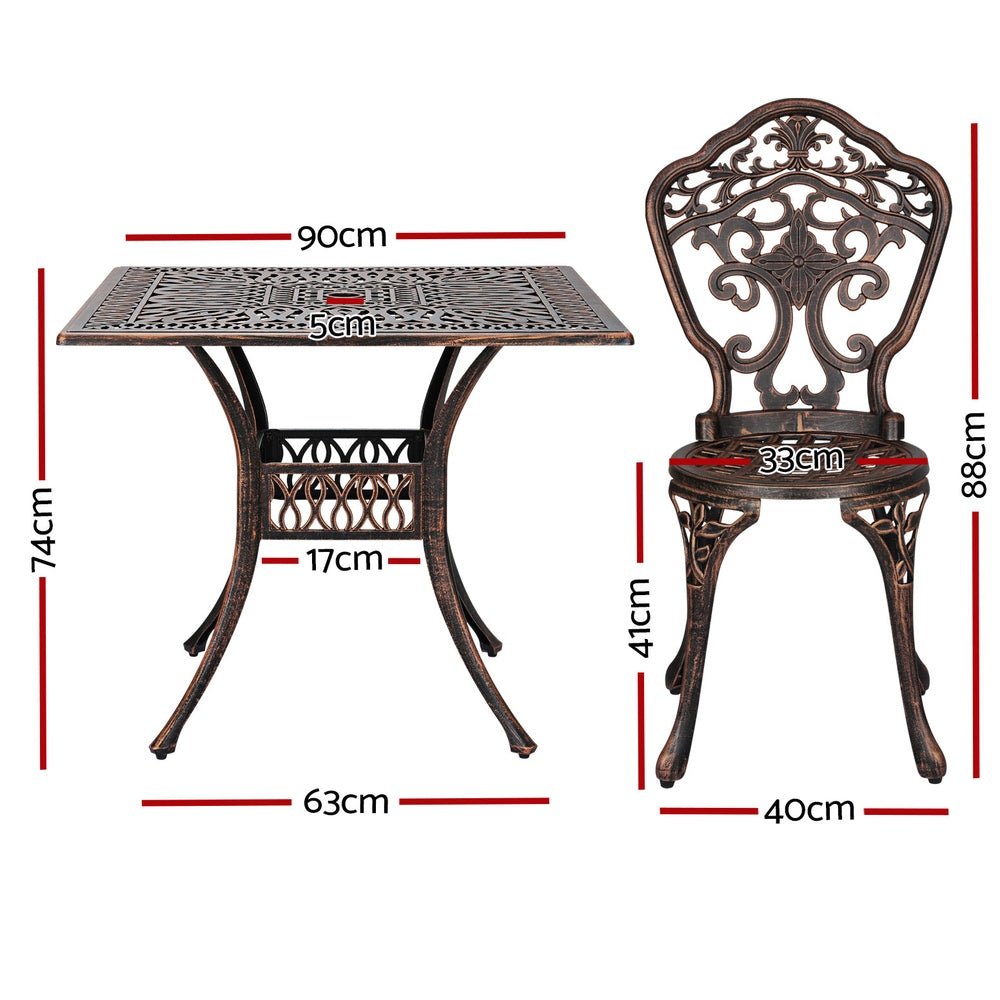 Elegant 5-Piece Cast Aluminum Patio Dining Set - Brown - Furniture > Outdoor - Rivercity House & Home Co. (ABN 18 642 972 209) - Affordable Modern Furniture Australia