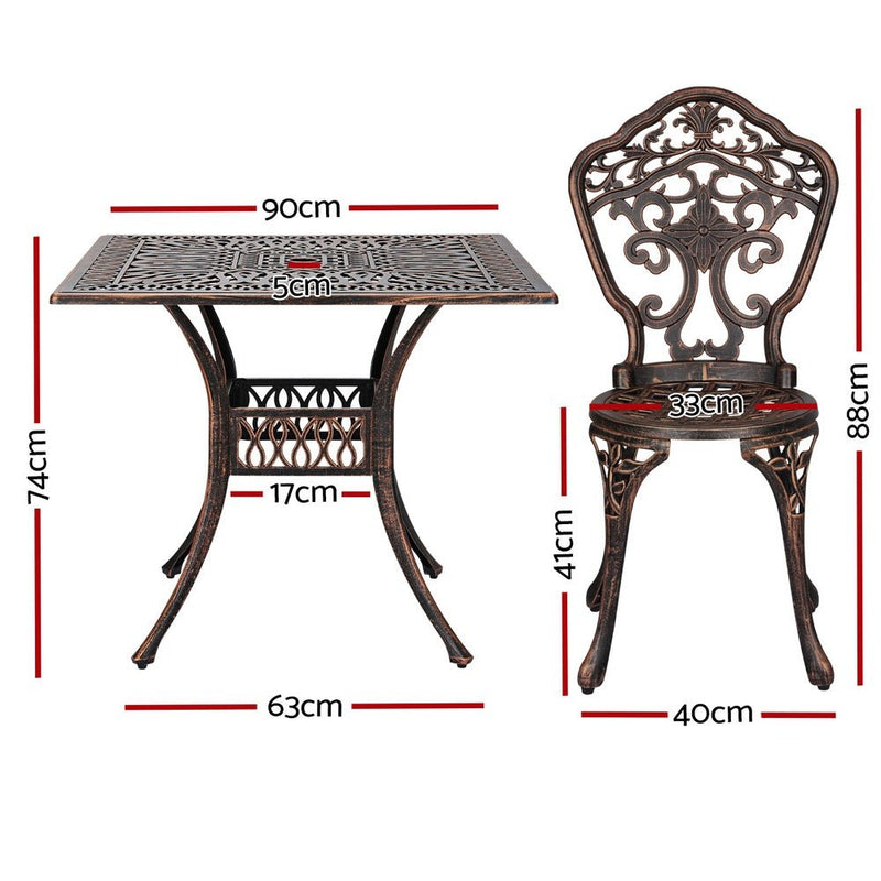 Gardeon 5 pcs Outdoor Furniture Dining Set Cast Aluminum Patio 4 Seater Brown - Furniture > Outdoor - Rivercity House & Home Co. (ABN 18 642 972 209)